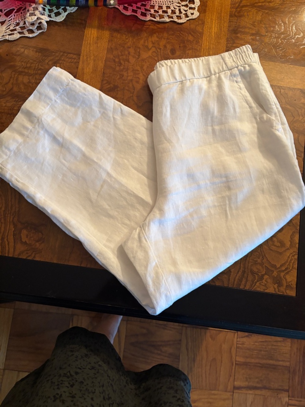 Charter club, luxury White Lightweight Linen Crop Pants